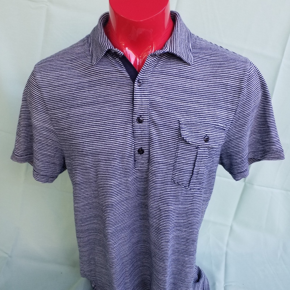 J. Crew "Wallace & Barnes" Striped Indigo Polo